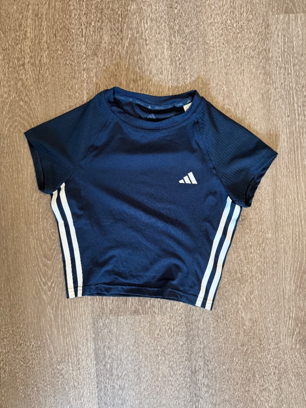 Navy Blue Adidas Cropped Activewear Top Size XS